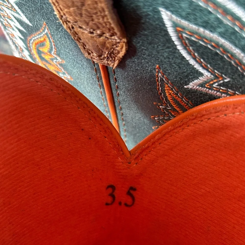 Ariat | Kids Brown Leather Orange/Green Design WorkHog XT Coil Western Boot 3.5